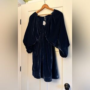 Portia Velvet Mini Free People Midnight Rain size L NWT velvet dress